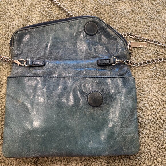 Hobo turquoise clutch crossbody leather bag - Picture 7 of 7